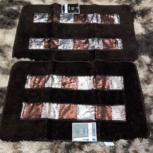 Luxury elite, brown, and gold shimmer Bathroom Mat Set.